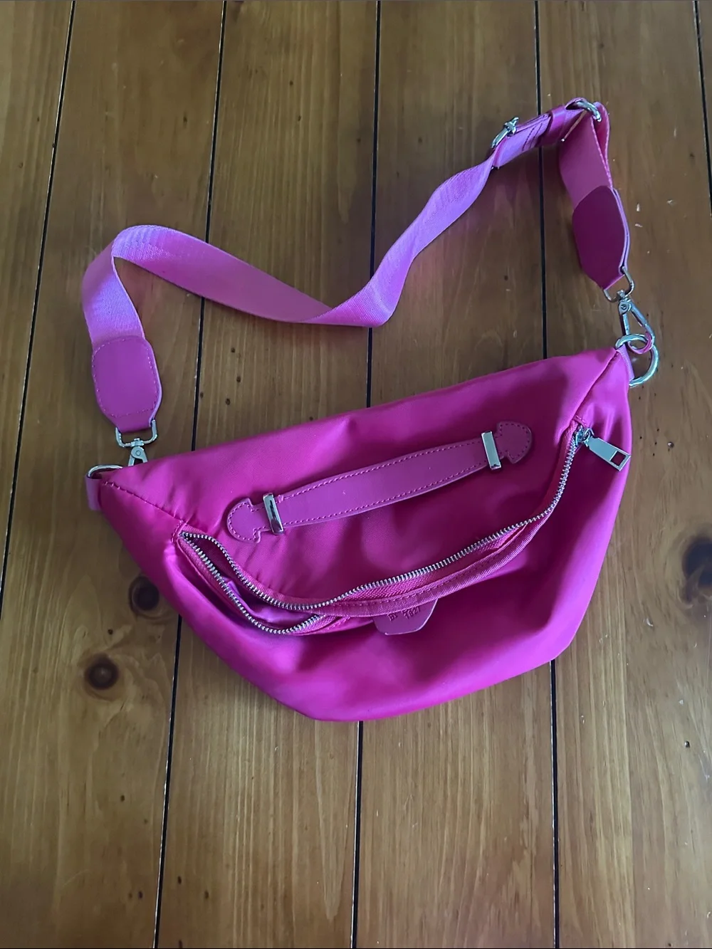 Hot Pink Crossbody Bag with Adjustable Strap
